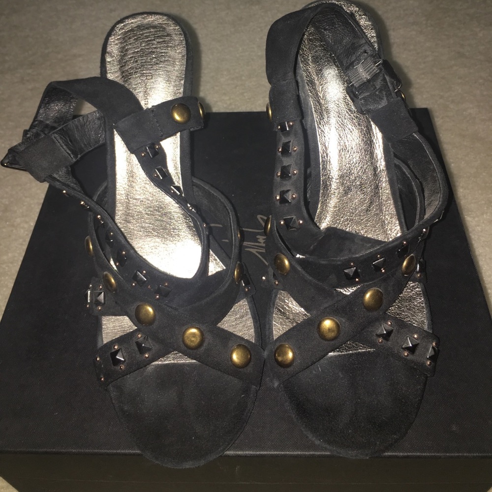 Nordstrom Brand Black suede studded sandals