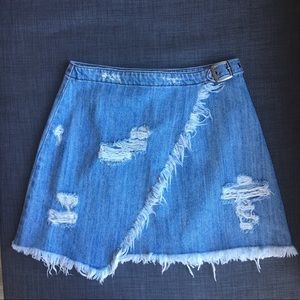 LF (Carmar) Distressed Wrap Denim Skirt