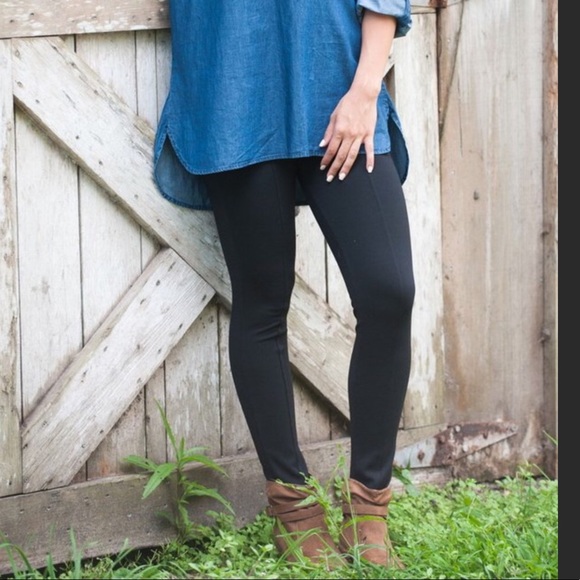 Black High Quality No-Show Ponte Leggings - Picture 1 of 5