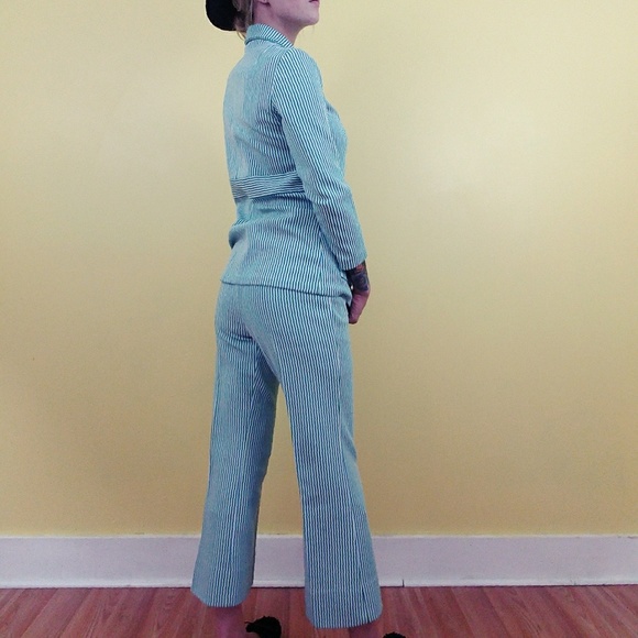 Vintage 70's Striped Pantsuit - Blue - Picture 3 of 8