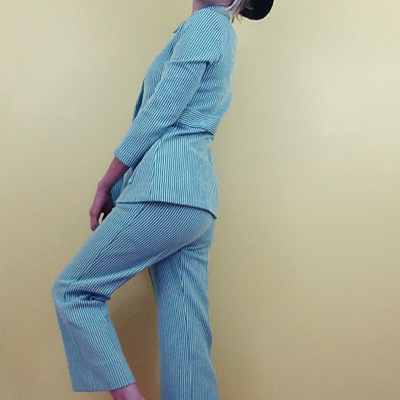 Vintage 70's Striped Pantsuit - Blue - Picture 7 of 8