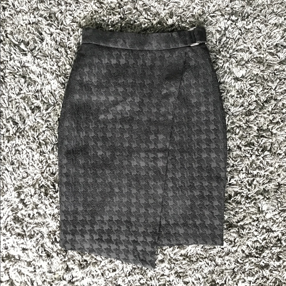 H&M Black Herringbone Asymmetrical Pencil Skirt