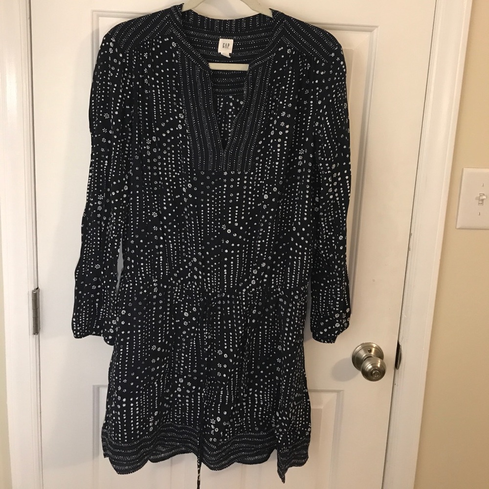Navy gap dress with drawstring at waist