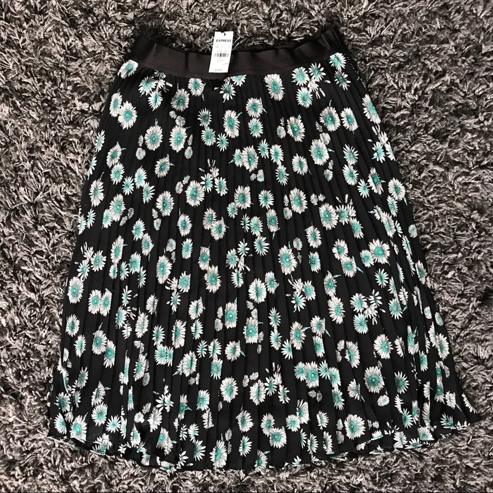NWT Express Pleated Skirt w/ Floral Print