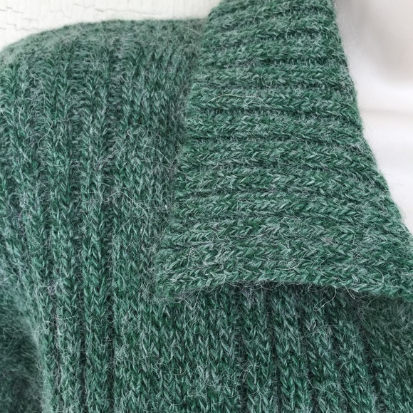 KAMAL acrylic/wool ribbed green zip sweater - Picture 4 of 5