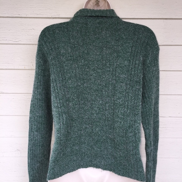 KAMAL acrylic/wool ribbed green zip sweater - Picture 5 of 5