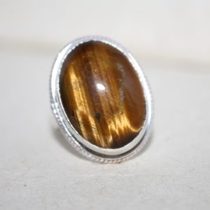 Handmade tigers eye sterling silver ring