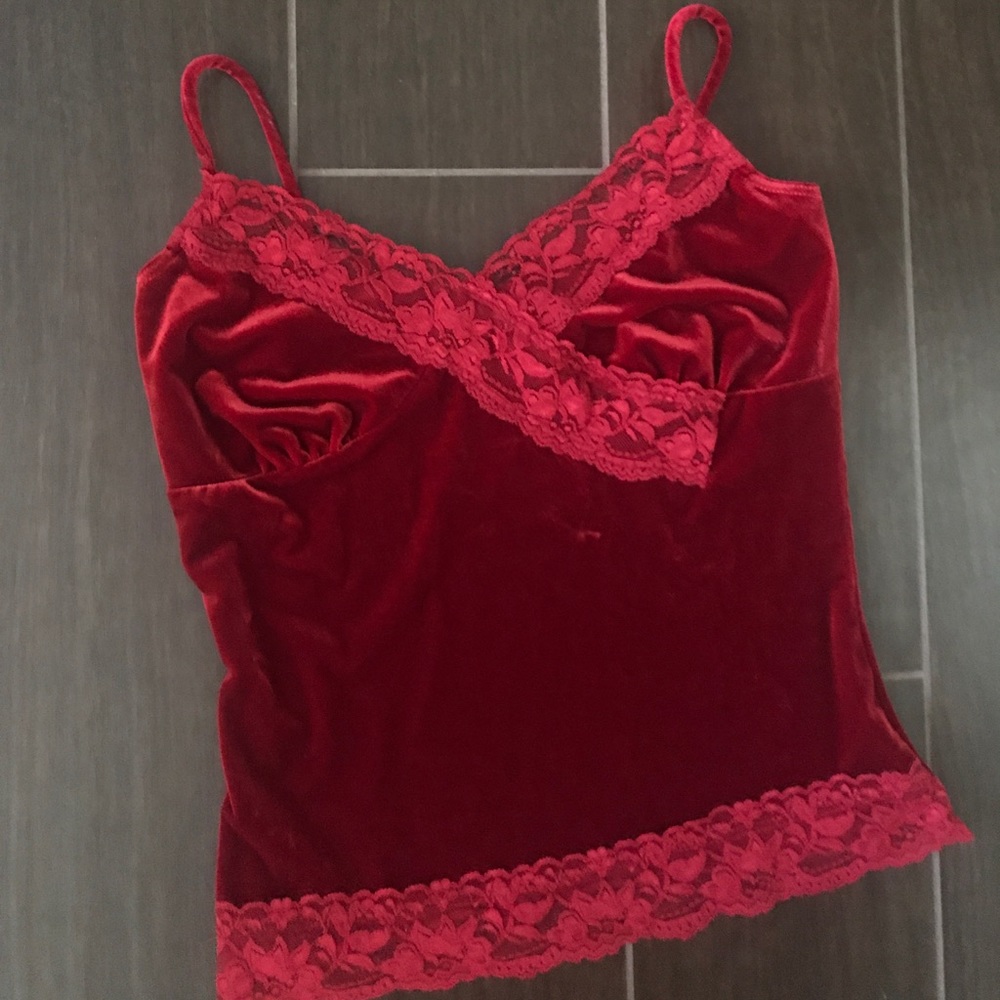 Vintage velvet and lace top