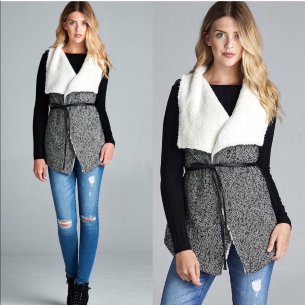 ❗️Clearance ❗️Faux Fur Tweed Vest Jacket 🎉🎉