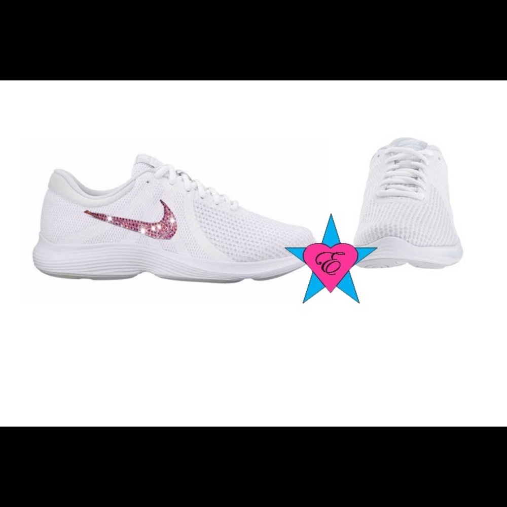 Women's White Crystal Nike Revolution 4 Running