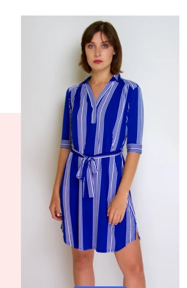 Blue & White Striped Shirt Dress