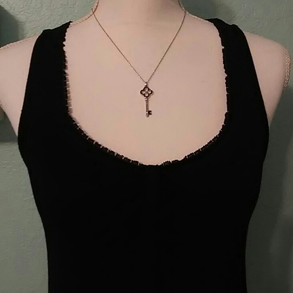 Jessica Simpson Black Lace Butterfly Racerback Top - Picture 4 of 6