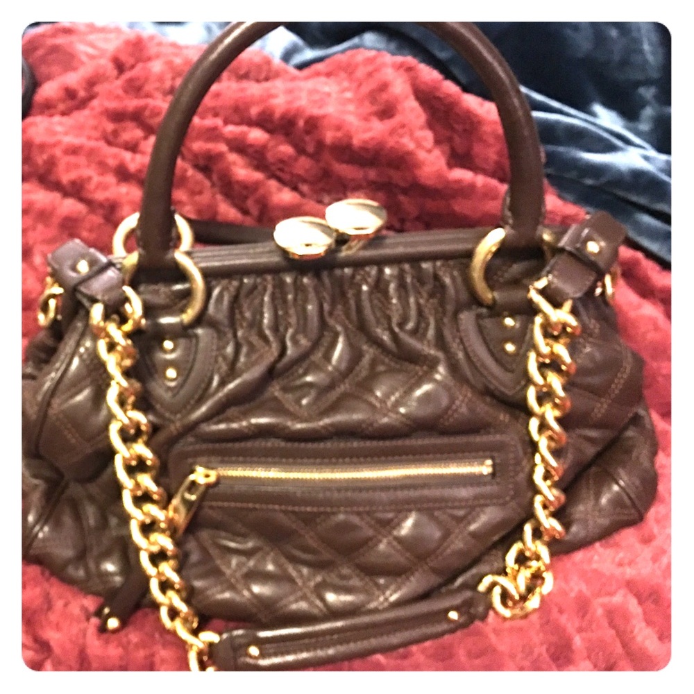 Stam quoted leather satchel bag, brown