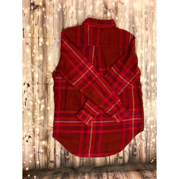 NWOT Mossimo maroon red and purple flannel - Picture 2 of 4