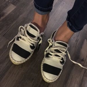 Black and white tie sneakers size 6! NWT!!!