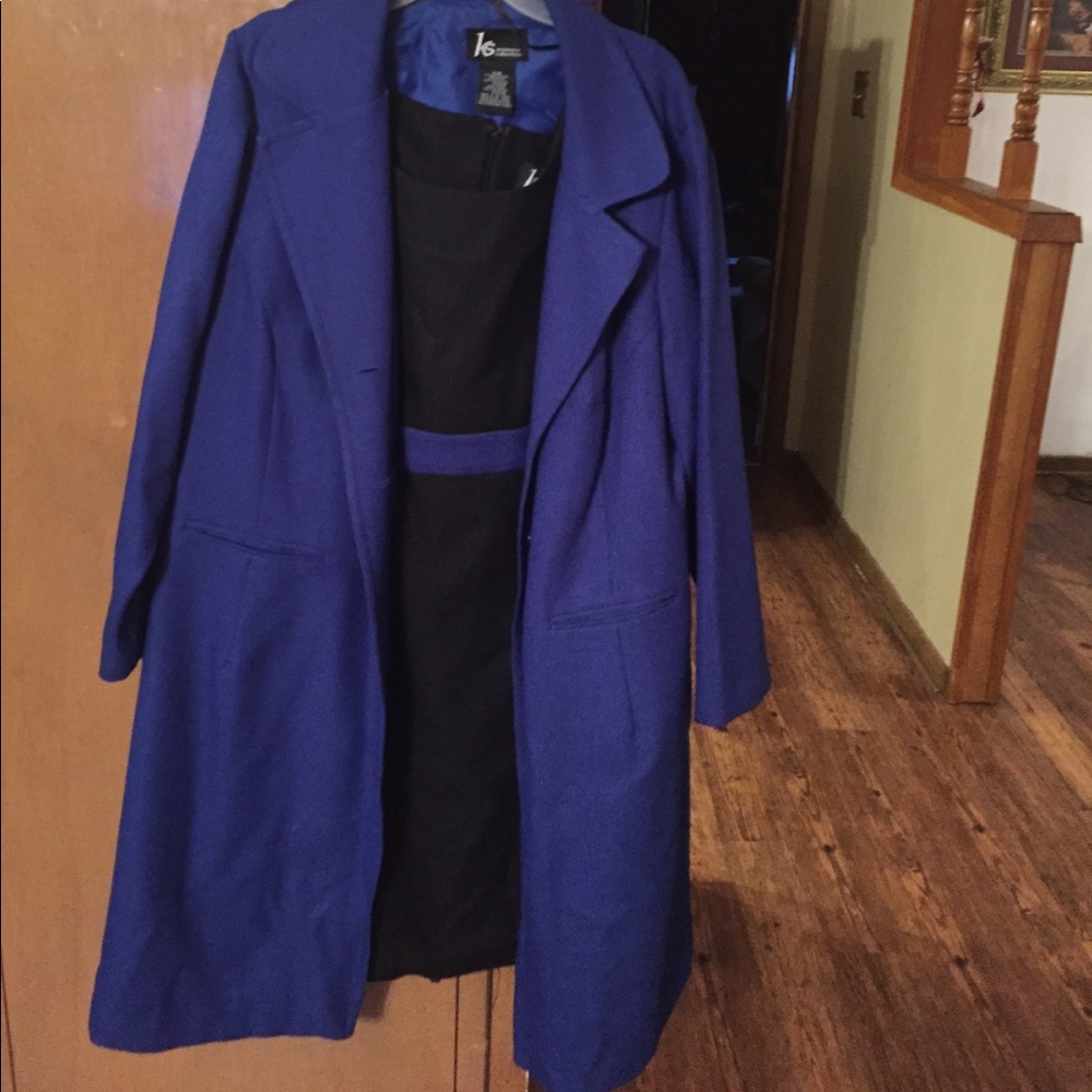 Jacket dress, 20W, royal blue and black