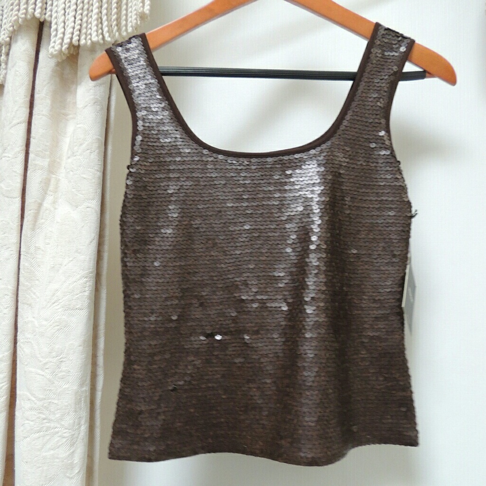 Prague sequin silk tank top. OBO
