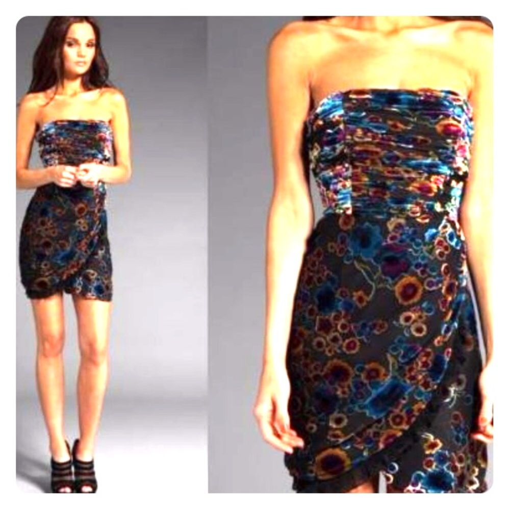 Juicy Velvet strapless Dress DEVORE multi color 2