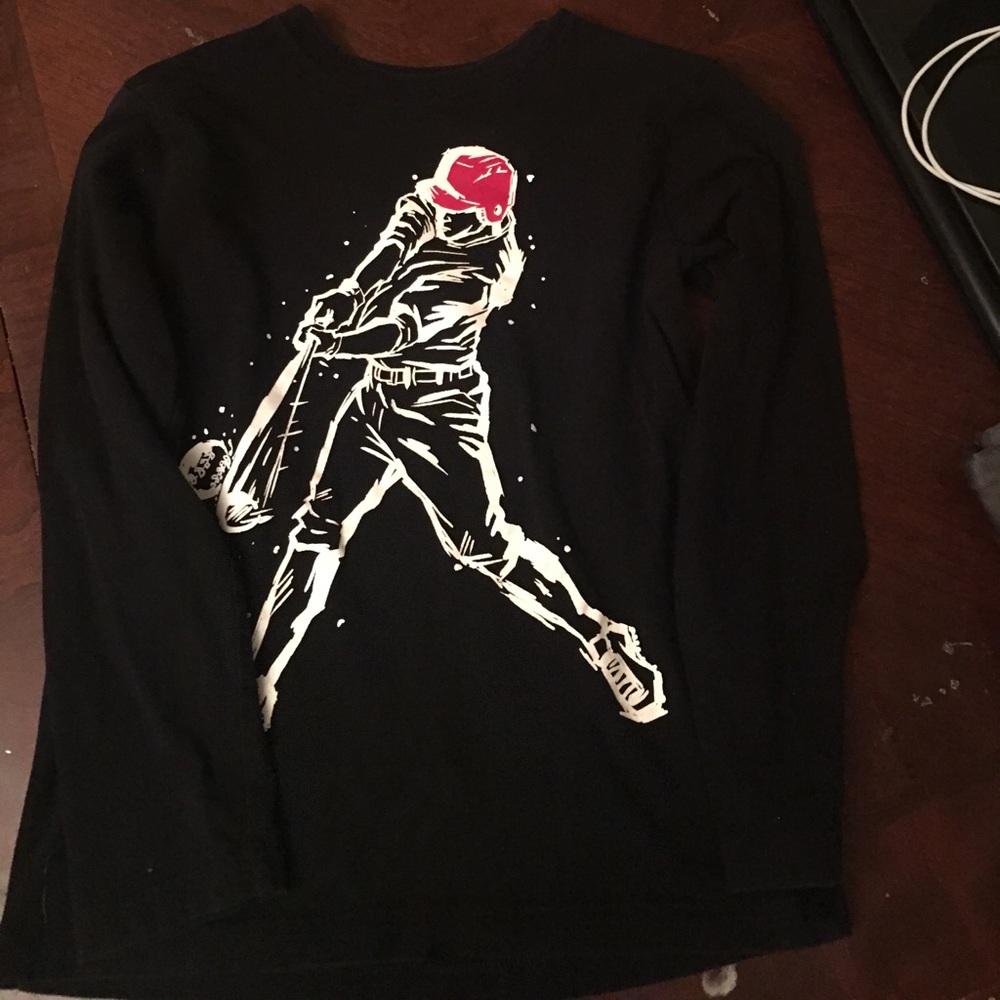 Black long sleeve baseball shirt