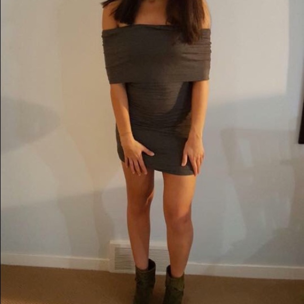 Off the shoulder charcoal dress