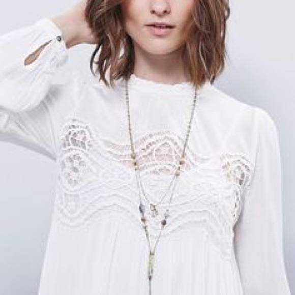 Crepe Crochet Tunic DRESS Sweet Thing White NEW - Picture 2 of 3