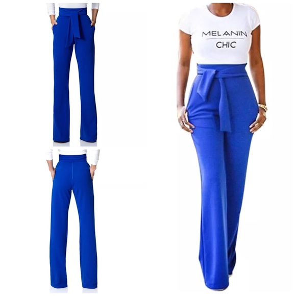 Royal blue wide leg trousers Clearance