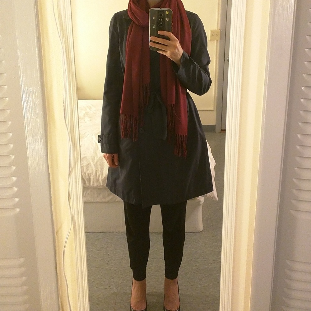 Mango Suit Navy Trench Coat