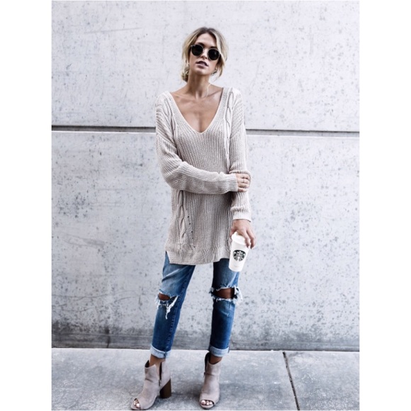 🆕LAST ONE Madison Cable Knit Sweater in Natural - Picture 4 of 8