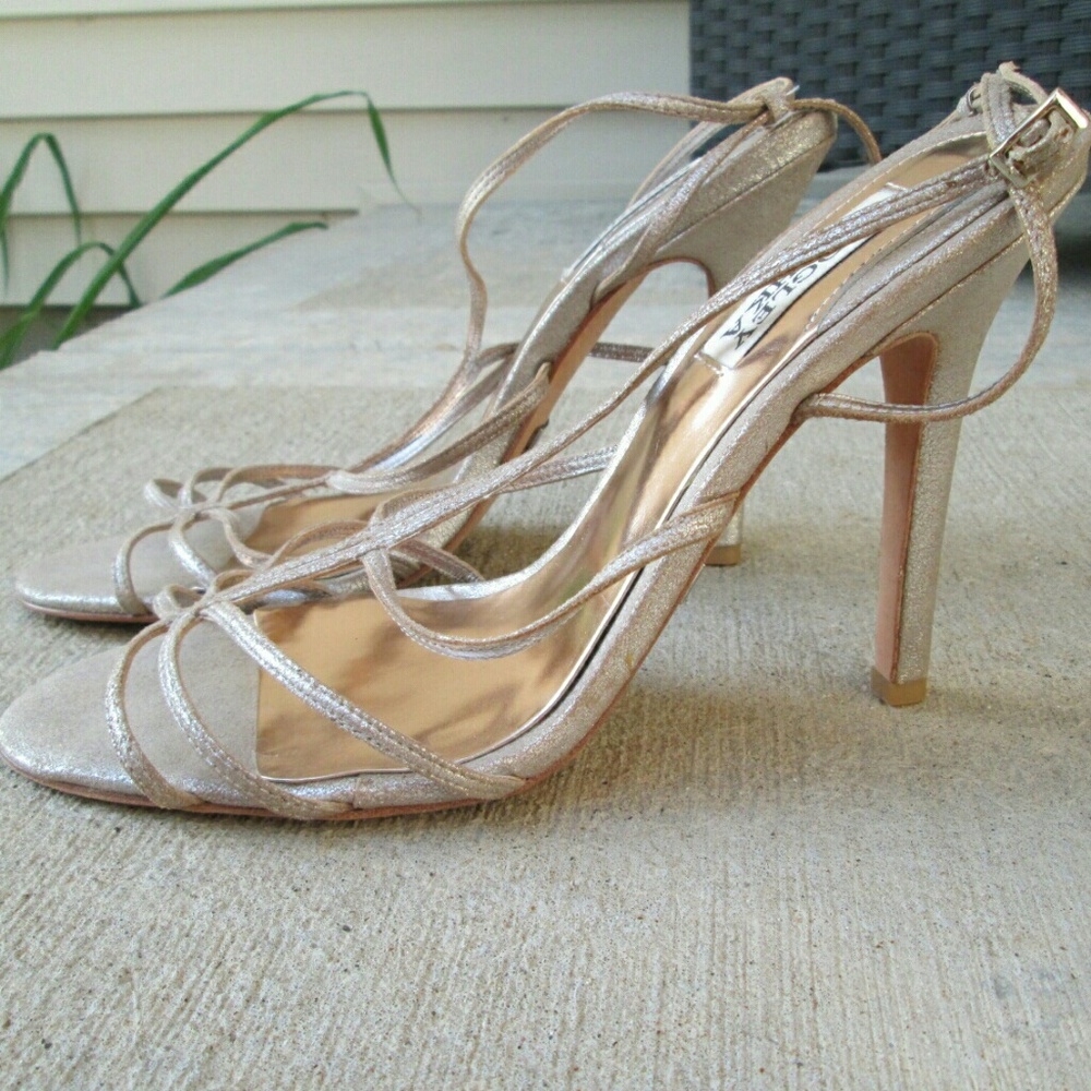 Badgley Mischka Metallic Gold Strappy Heels