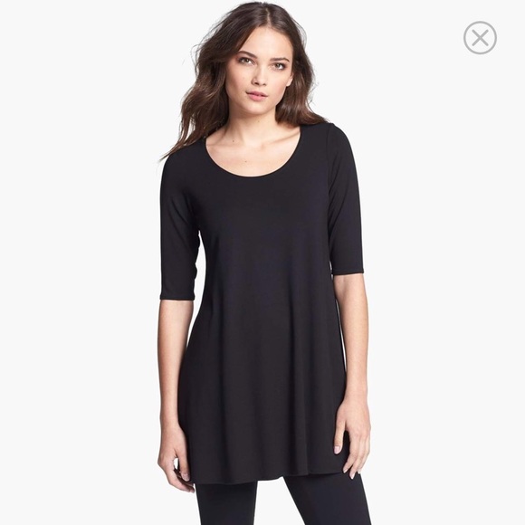 Eileen Fisher Tops - Eileen Fisher Black Scoop Neck Jersey Tunic