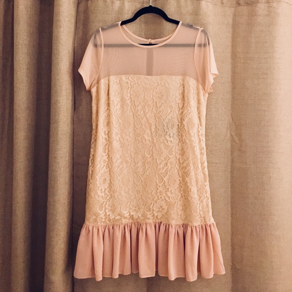 ASOS blush lace drop-waist dress