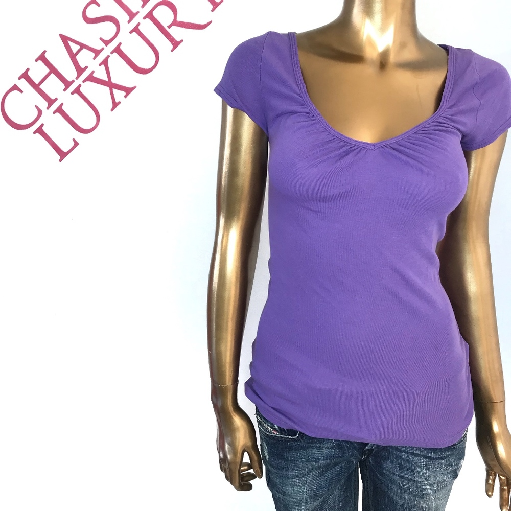 Michael Stars Purple Supima Cotton Tee Shirt 0S