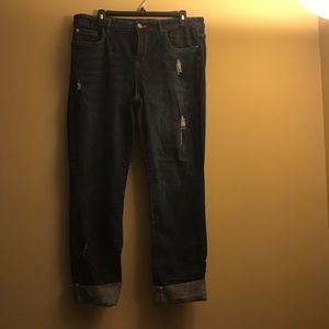 Skinny dark wash ripped jeans