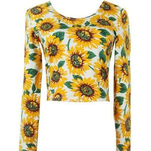 Cute Sunflower Quarter Sleeve Top