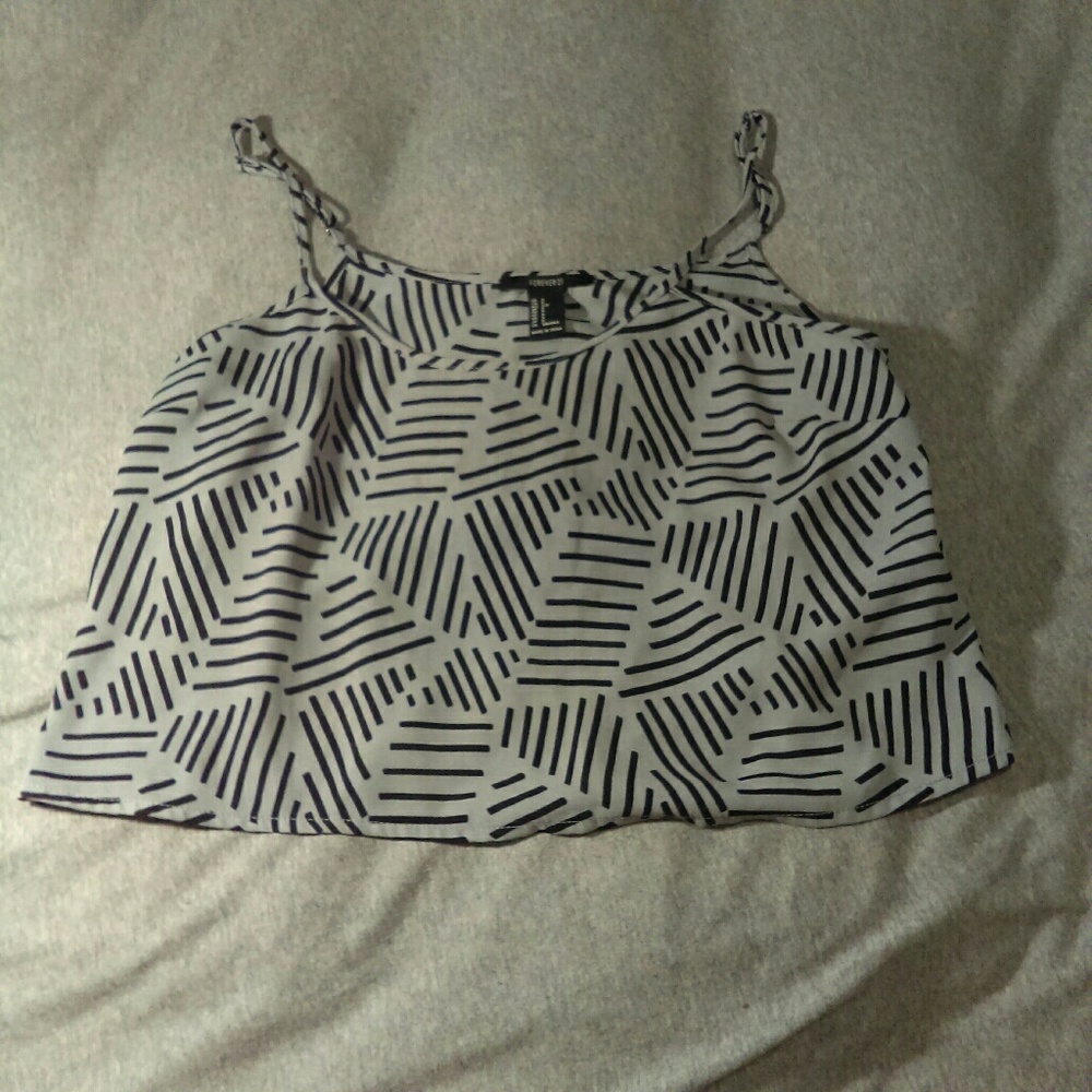 Grey and Black Forever 21 Crop Top