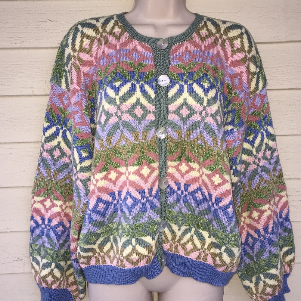 DIA (of Boston) cotton blend hand loomed sweater