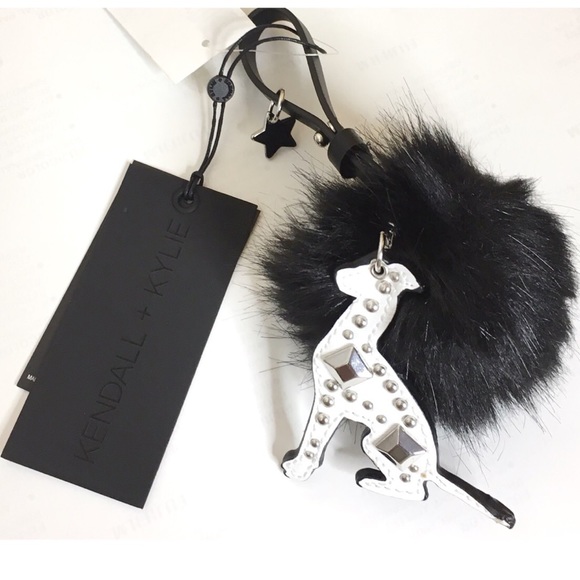 Kendall Kylie Jenner Kylie Pink Faux Fur Pom Pom Keychain with ears