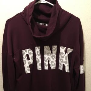 Cowl neck Pink hoodie