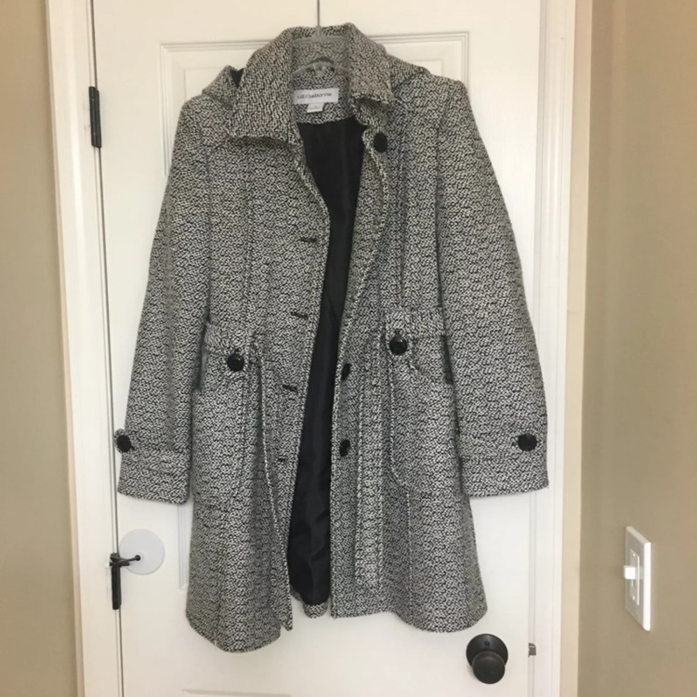 NWOT - Black and White Pea Coat - Liz Claiborne