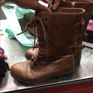 Brown combat boots