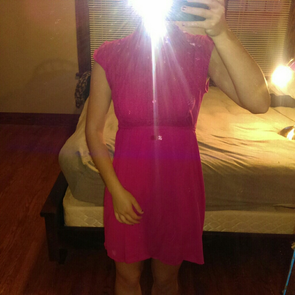 High Collar Magenta Dress