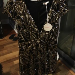 Black and gold sequin romper