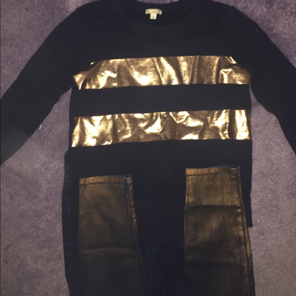 GAP Set skinny jeans &sweat shirt wit Copper color