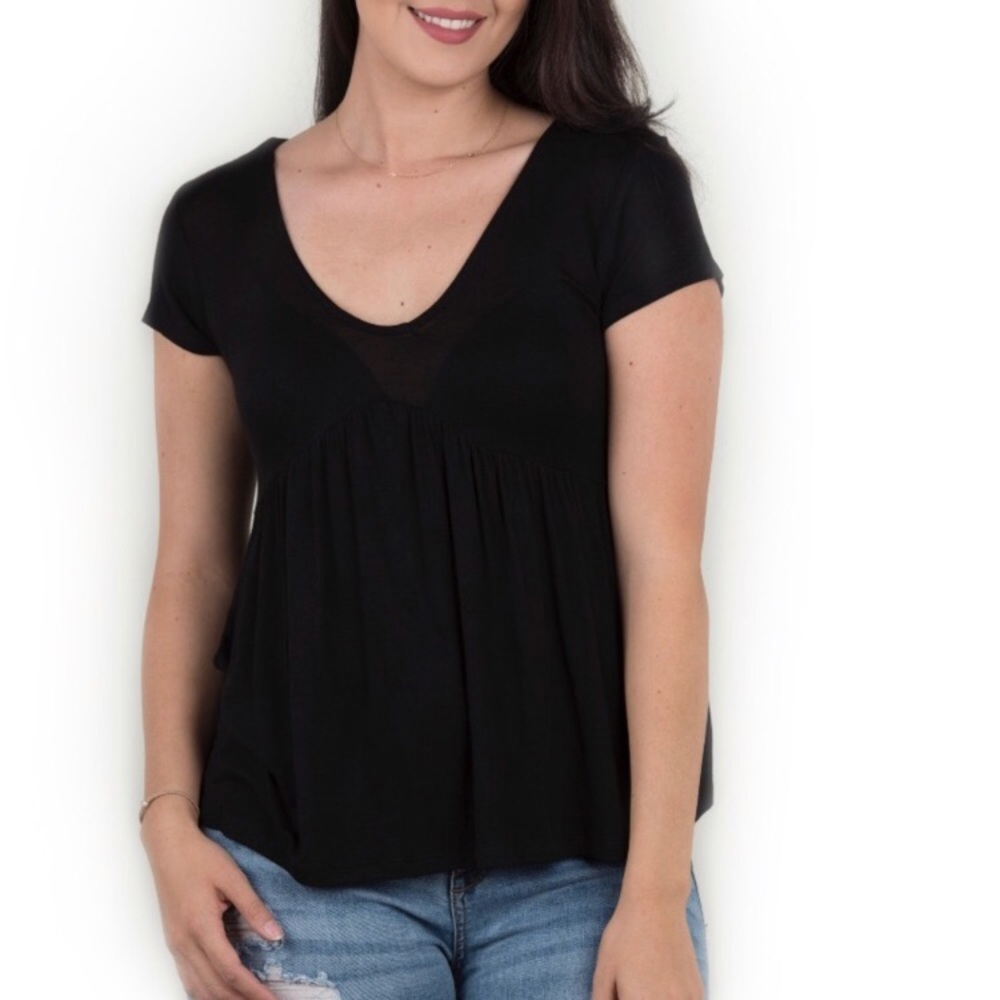 Black Flouncy Baby Doll Top