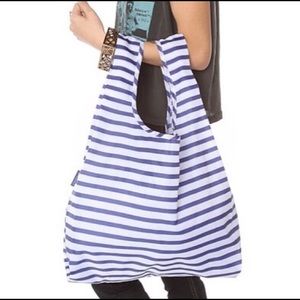Navy Blue & White Sailor Stripe Baggu