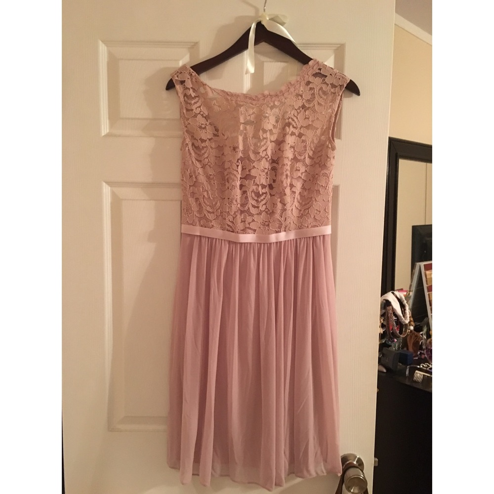 David's Bridal Short Lace and Mesh Bridesmaid