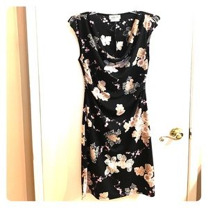 Black Floral Cowl Neck Dress