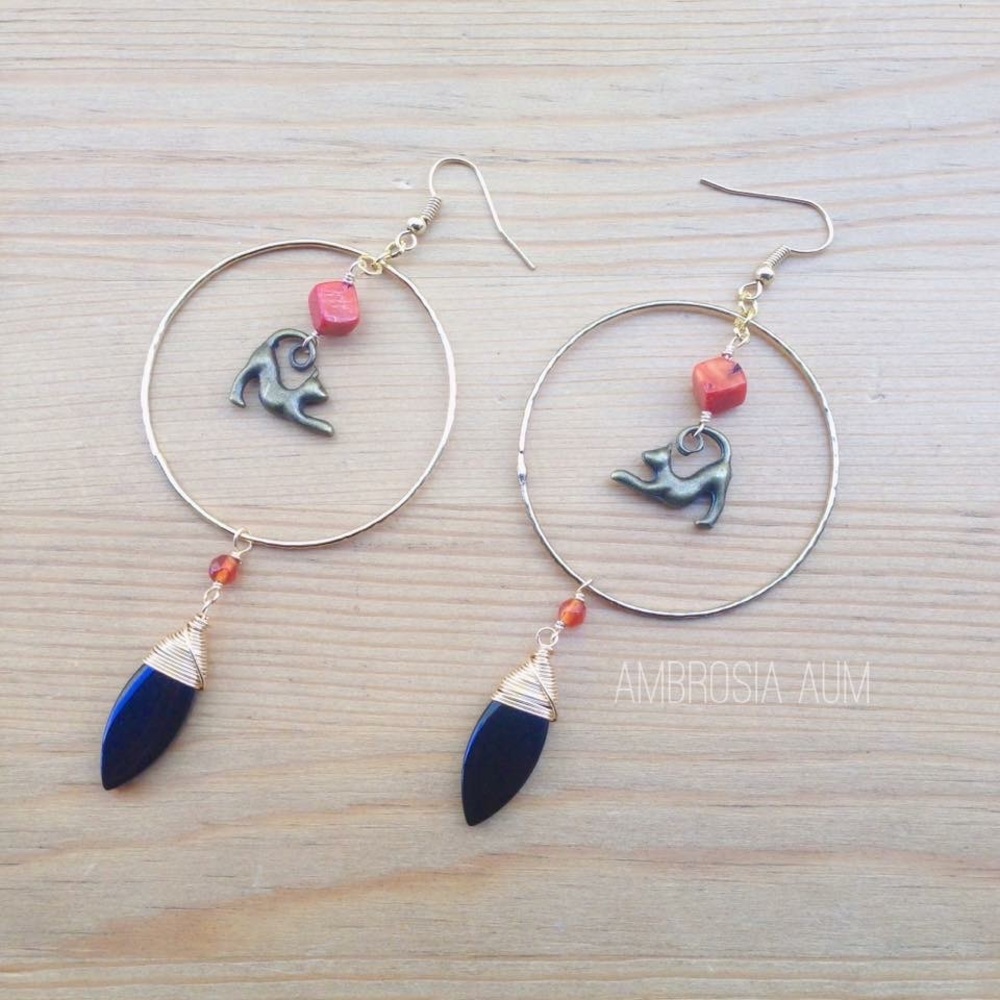 Brass Cat Hoops