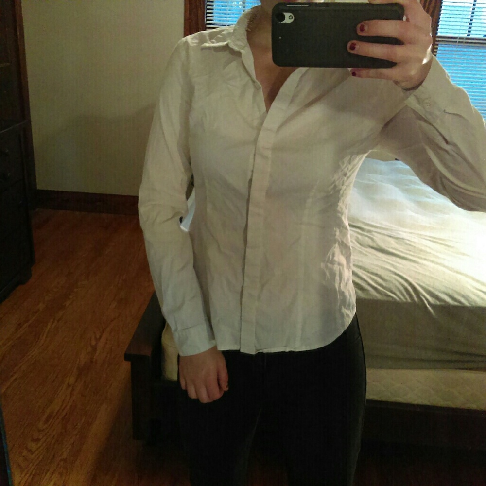 Simple White Long Sleeve Button Up