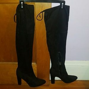 Suede knee high boots